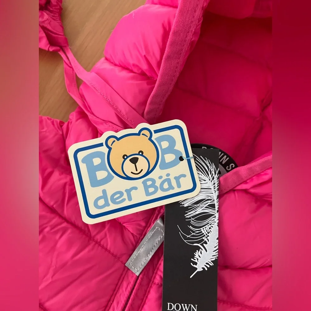 NWT Bob Der Bar Pink Hooded Puffer Jacket Packable Size 3T